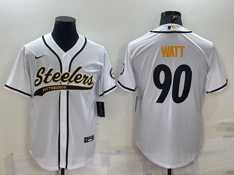 Men Pittsburgh Steelers #90 Watt White 2022 Nike Co branded NFL Jerseys1